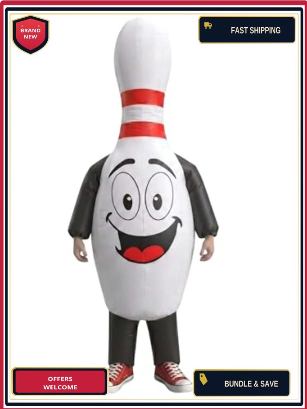 Inflatable Bowling Pin Costume Adult One Size Bodysuit